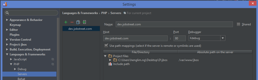 PHPStorm-servers